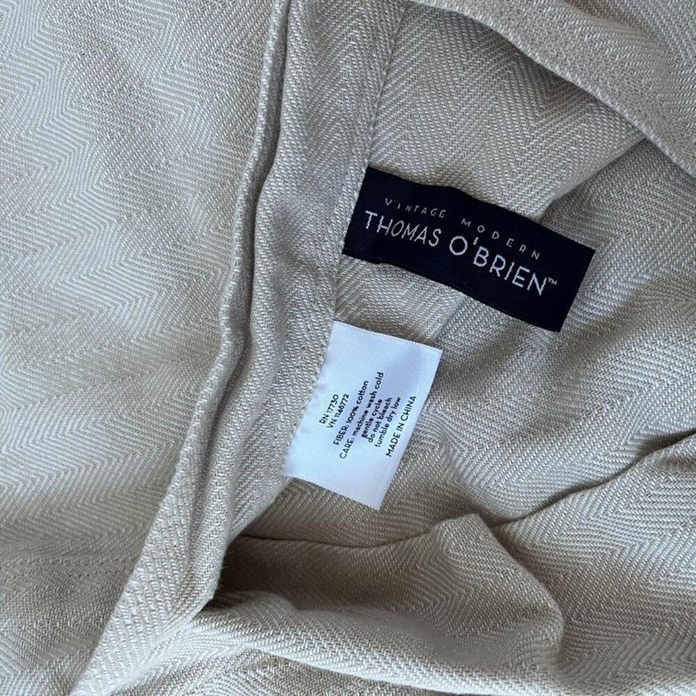 Vintage Modern Thomas O'Brien Duvet Cover Set 3 Piece Beige Herringbone - Picture 11 of 15